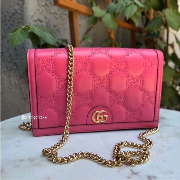 Gucci GG Matelassé Chain Wallet WOC Crossbody - Picture 1 of 14